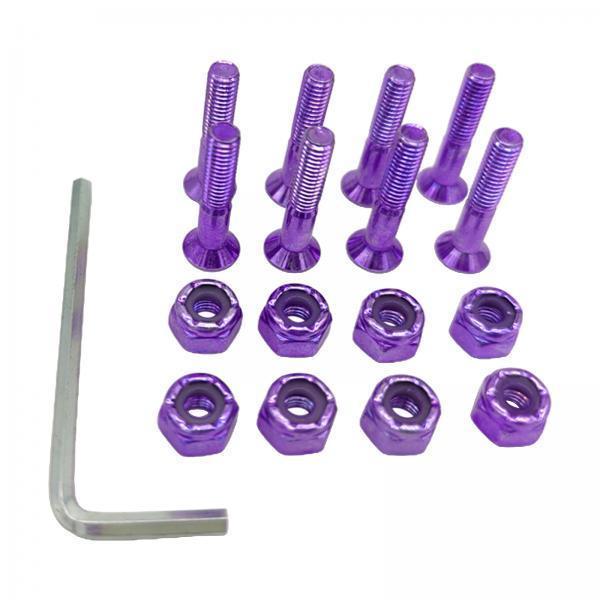 3x8pcs Replacement Skateboard Hardware Set Longboard Screws Accessories purple
