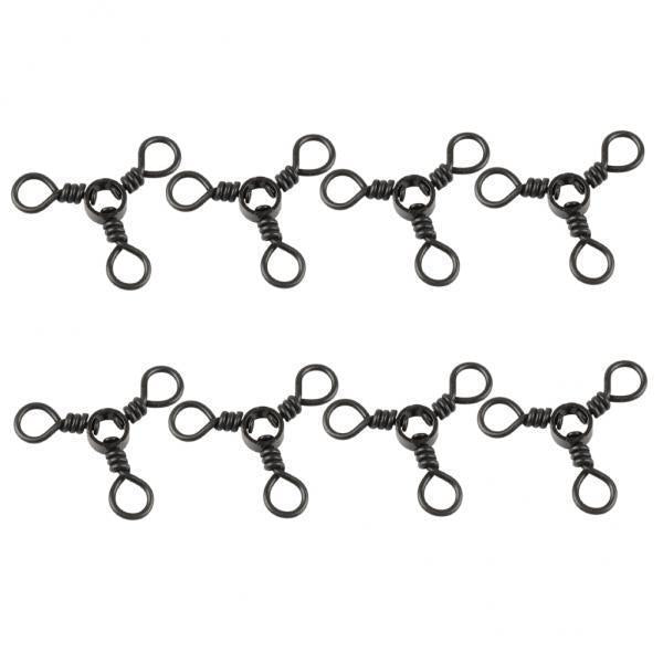 4x6/8/10pcs 3 Way Rolling Barrel Swivels Solid Rig Ring Fishing Line Connector B