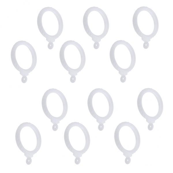 3x12Pcs Curtain Hook Silent Sliding Rod Ring Shower Curtain Hanger White