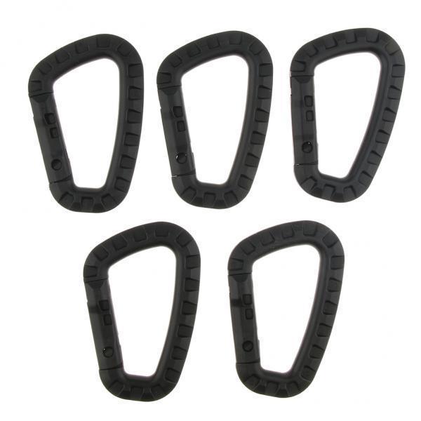 3x5Pcs Outdoor Carabiners Backpack Hook Snap Keychain D-Ring Buckle black