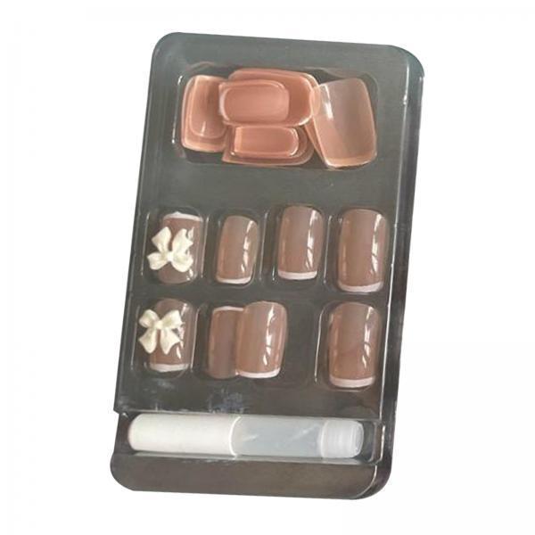 2xPress on Nails with Adhesive Tabs and Nail File 24 Fake Nails for Women Nude Color