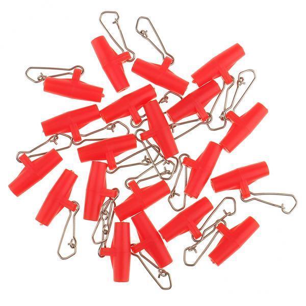 3x20Pcs Fishing Sinker Slides with Hooked Snap Connector for Braid Line L Red