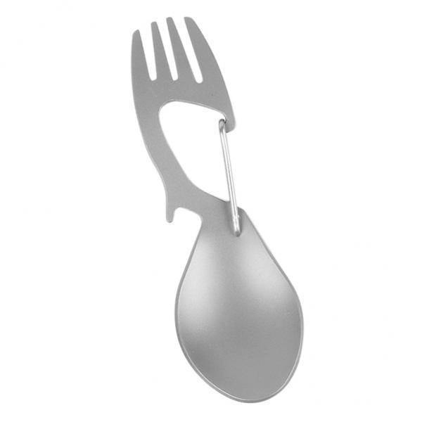 4xMulti-function Camping Spoon Fork Spork Beer Bottle Opener Stainless Steel