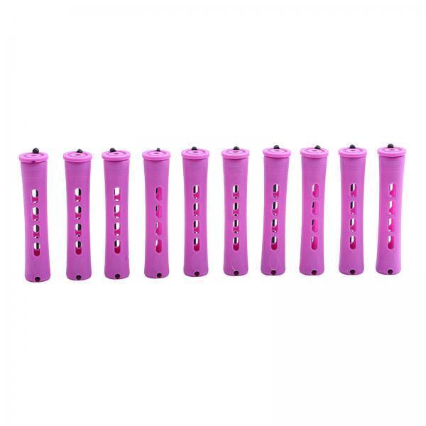3x10 Pieces Cold Wave Rods with Rubber Bands and Cover Plum Red Hair Perm Rods