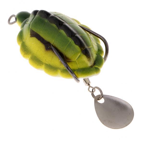 3xSoft Silicone Frog Fishing Lure Topwater Hook Baits Crankbaits Yellow