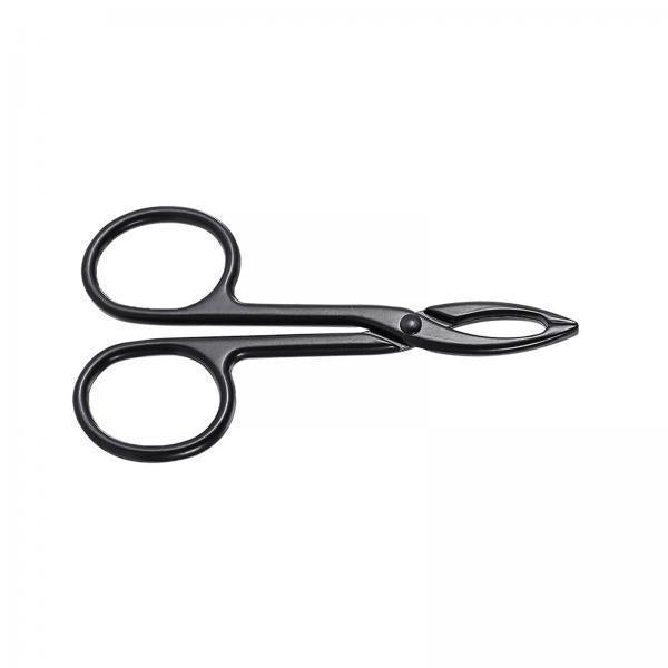 3xEyebrow Tweezers Scissors Handle Comfortable Grip Flat Tip Tweezers Trimming Black Straight 