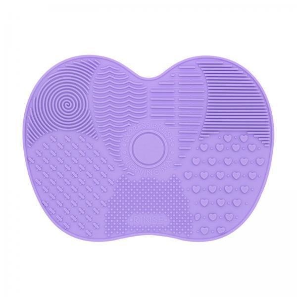 3xMakeup Brush Cleaner Pad Apple Shape Scrubber Mat for Eyeshadow Brush Travel Purple