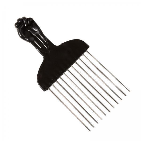 3xMetal Hair Pick Curly Hair Styling Fist Afro Pick Women black