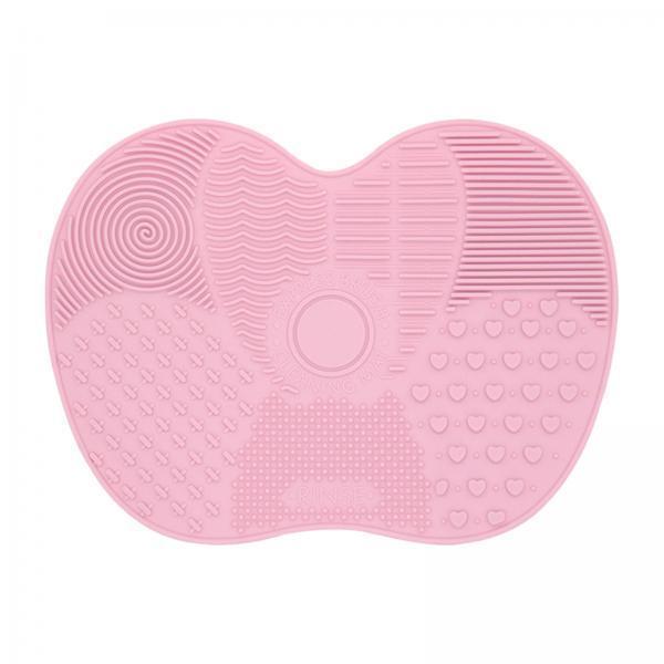 3xMakeup Brush Cleaner Pad Apple Shape Scrubber Mat for Eyeshadow Brush Travel Pink