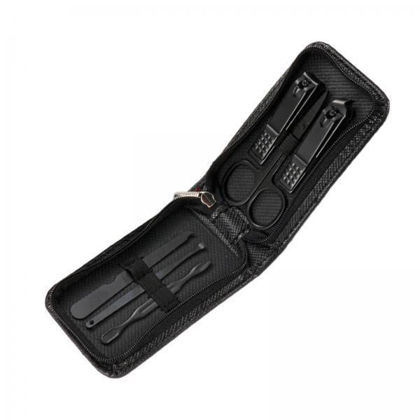 4xManicure Manicure Tool Set Portable Multipurpose Nail File Ear Pick Clippers Black