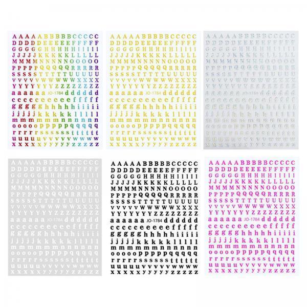 3x6 Sheets 3D Holographic Letters Nail Stickers Colorful Word for Women Girls