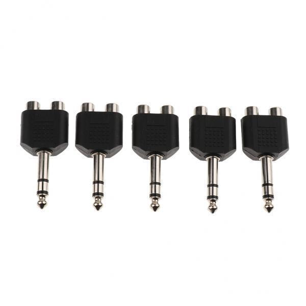 4x5Pcs 6.5mm Male to Dual RCA Female Splitter AV Audio/Video Adapter Connector