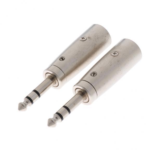 2x2PCS 1/4 6.35mm Stereo Male Jack to 3-Pin Male -Audio Cable Mic Adapter"