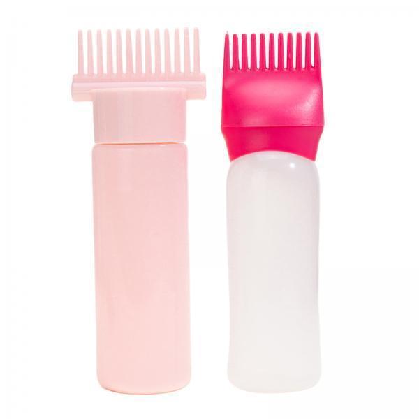 3x2x Root Comb Applicator Bottles Hair Dye Bottle Applicator Brushes for Salon Pink