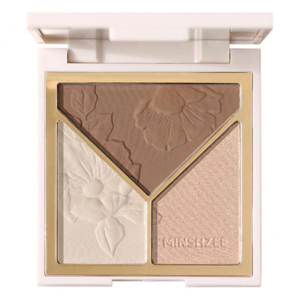 3xHighlighter Contour Palett Face Contouring Kit Highlighting Powder Brown 