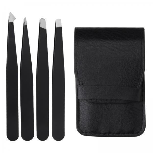 3xFine Hairs Puller Stainless Steel Professional 4 in1 Slanted Black