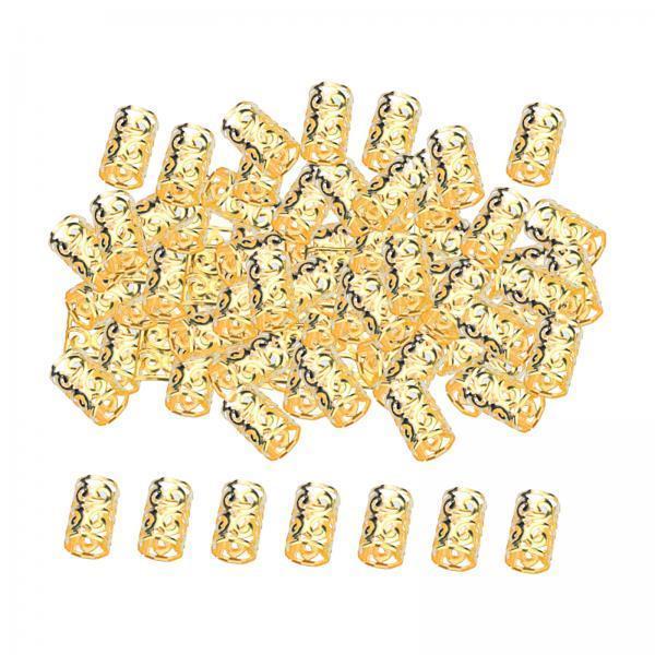 3x100x Dreadlocks Beads Rings Hair Accessories for Women and Men Hair Braiding Golden 10mmx15mm
