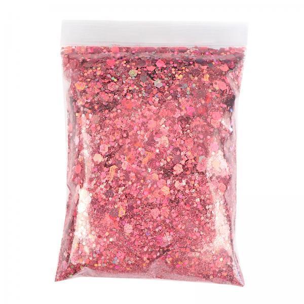 4x1Bag 50g Nail Glitter Sequins Paillette Flakes 3D Nail Art Decor Pink
