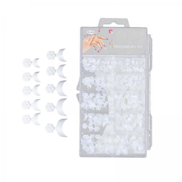 4xFrench Nail Tips White Crescent Shape Fake Nails Quick Building  100pcs