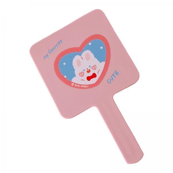 2xCompact Handheld Mirror Single Sided Square Gift for Women Girls Pink