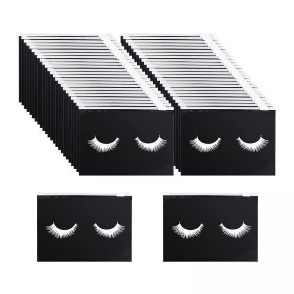 3x50 Count Lash Bags Eyelash Makeup Bags with Zipper Adorable 15x10cm Black