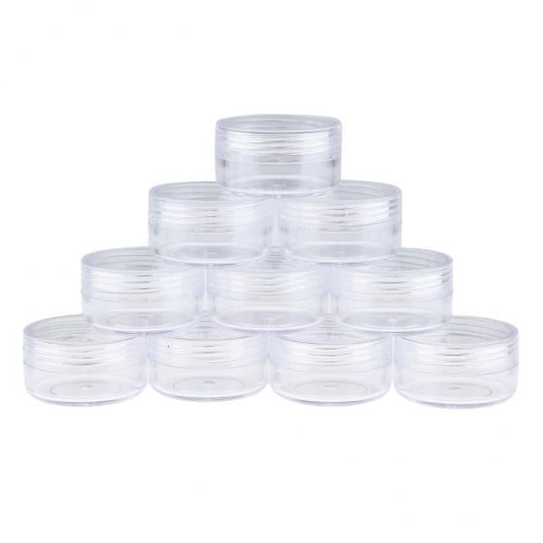 2x10x Empty Round Clear Makeup Jar Pot Powder Travel Cream Cosmetic Container 10g(A)