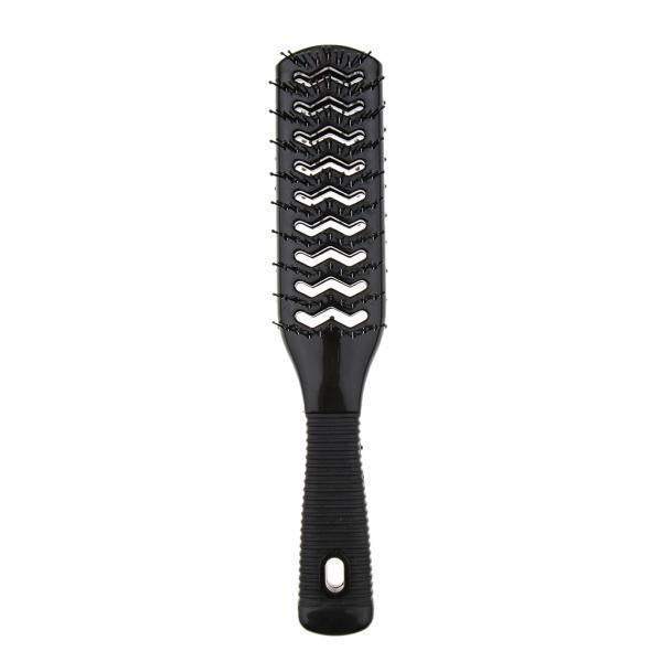 4x2 Side Vented 9 Row Styling Hairbrush Detangler Comb for Wet   Black