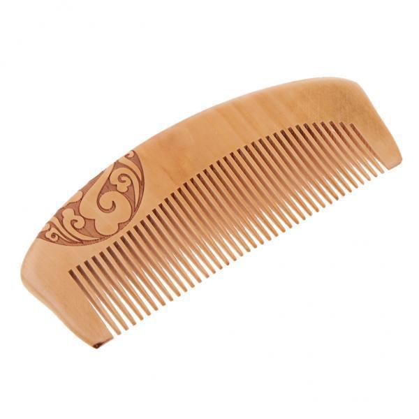 2xWood Fine Toothed Comb Antistatic Mahogany Combs Head Massage Wooden Brush D