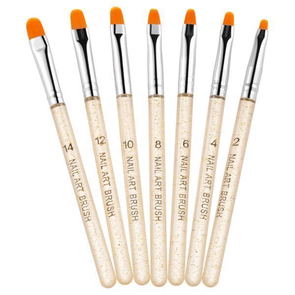 3x7Pcs UV Gel Nail Art Brush Pen Drawing Painting Leaves Salon Use Home Gold