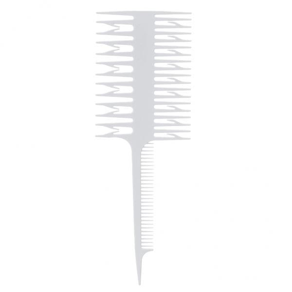 2xSalon 3-Way Weaver Weaving Comb Hair Dyeing Sectioning Highlighting White