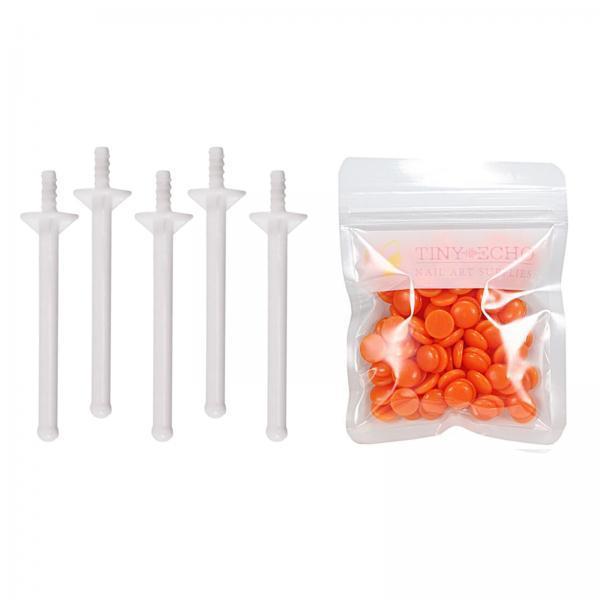 4x1Bag Depilatory Wax Waxing Beads Hair Removal Set & 5x Applicator Orange