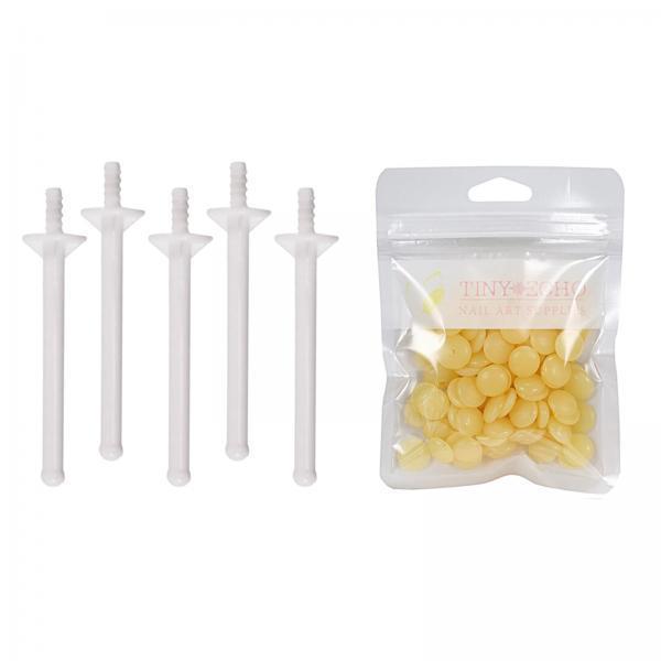 2x1Bag Depilatory Wax Waxing Beads Hair Removal Set & 5x Applicator Honey