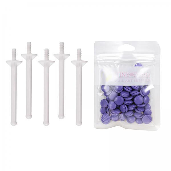2x1Bag Depilatory Wax Waxing Beads Hair Removal Set & 5x Applicator Lavender