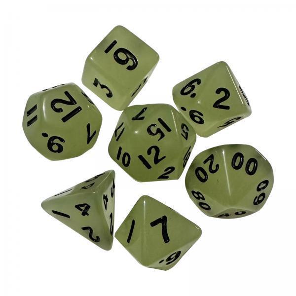 4x7Pcs Glowing Polyhedral Dices D4-d20 Multi Sided Dices for Role Playing Game Green