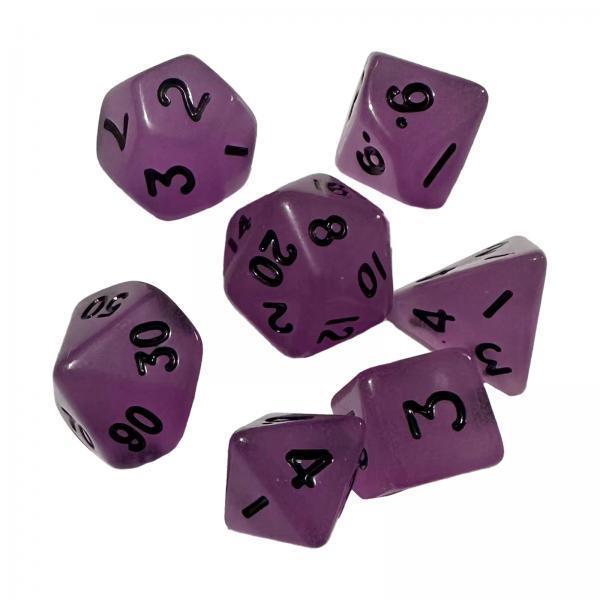 3x7Pcs Glowing Polyhedral Dices D4-d20 Multi Sided Dices for Role Playing Game Violet