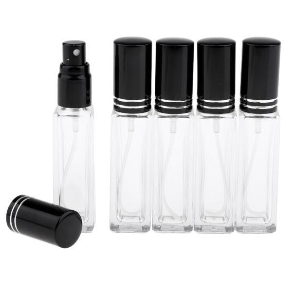4x5x 8ml Refillable Perfume Atomizer Empty Spray Bottle Black Cap With Stripe