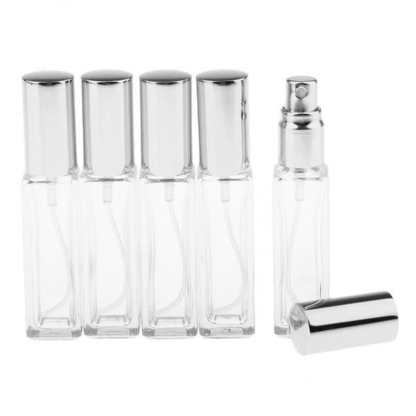 2x5x 8ml Refillable Perfume Atomizer Empty Spray Bottle Silver Cap