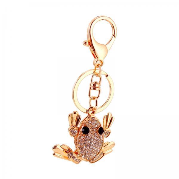 2xFrog Bling Keychains Sparkling 3D Golden Bling Key Rings Holder for Women Girls