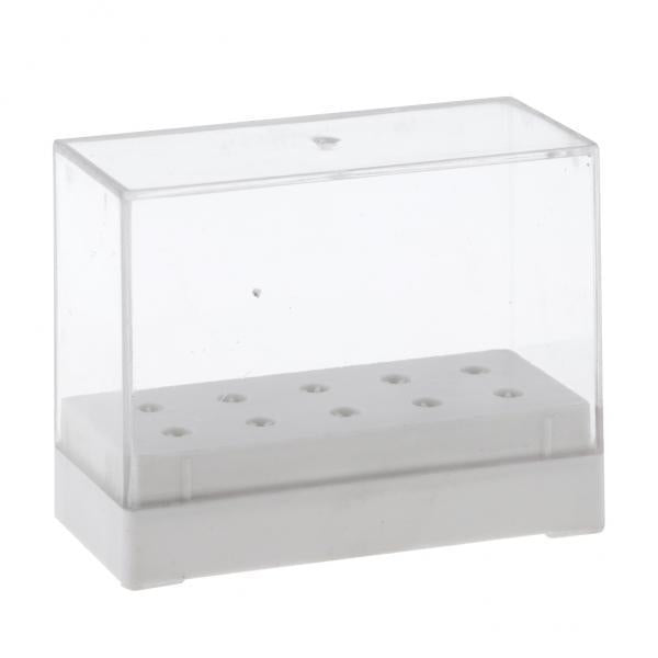 2x10 Holes Nail Drill Bit Holder Stand Organizer Manicure Display Box White