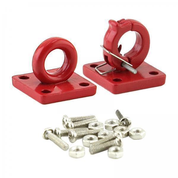 2x2x 1/10 RC Crawler Trailer Towing Buckle Accessories Universal Red Tow Hooks
