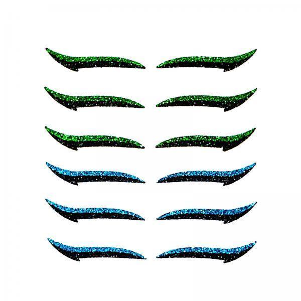 4xReusable Eyeliner Stickers Makeup Eyeshadow Cat Eye 6 Pair Blue+Green