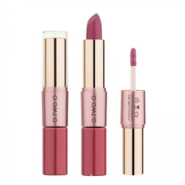 4xCompact 2 in 1 Waterproof Matte Lipstick Lip Gloss Lipgloss Color 01