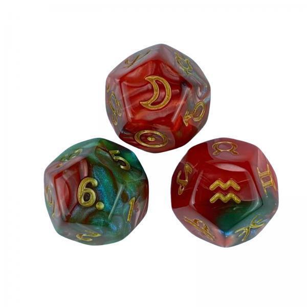 3x3x Astrology Dice 12 Sided for Family Gathering Role Playing Game Dice Games Style B