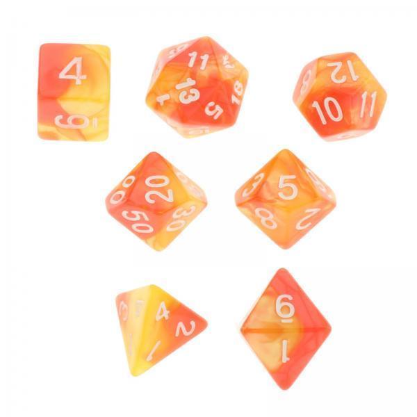 3x7Pcs Multi-sided Digital Dice D4 D6 D8 D10 D12 D20 for Table Game Toys Props Red Yellow