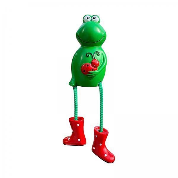 4xFrog Garden Decoration Resin Crafts Frog Statue for Office Living Room Porch Red Feet