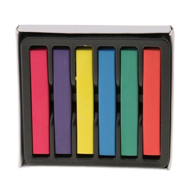 2x6pcs Colorful Temporary Non-toxic Hair Dye Chalks DIY Hair Tint Pastel Kit