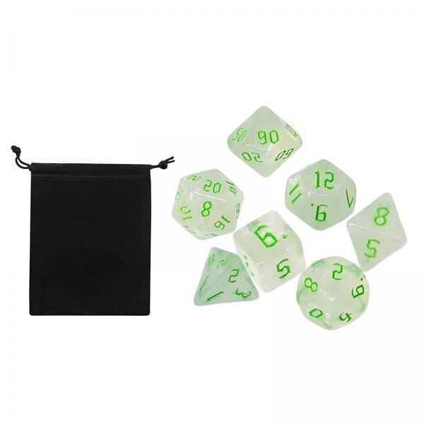 3x7x Polyhedral Dices Table Game Dices for Holiday Party Supplies Role Playing Green