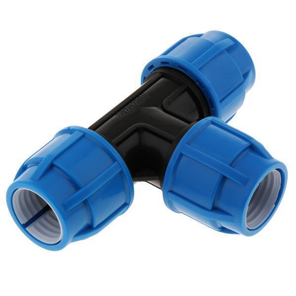2xPE Quick Connect Push Tube Tee Union Coupler Pneumatic Push in Fitting 32mm