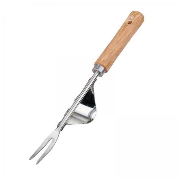 2xMini Garden Weed Removal Stainless Steel Wooden Handle Easy Weed Removal