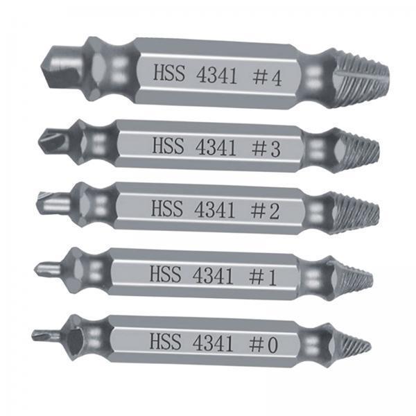 4x5 Pcs Broken Bolt Damage Screw Remover Extractor Drill Bits Stud Reverse Set